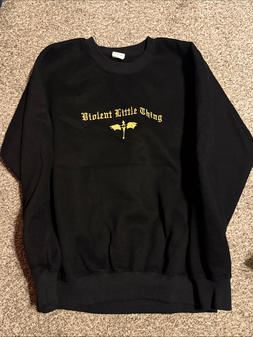 Violent little thing - Black Crewneck Sweatshirt with Yellow Logo